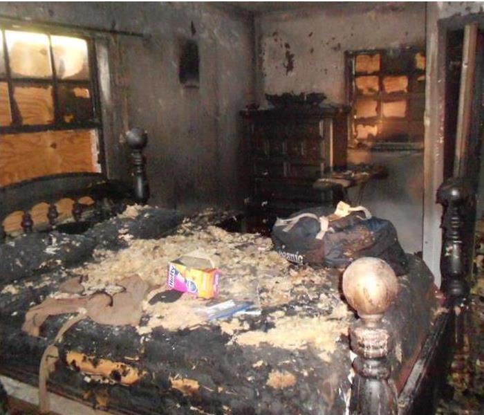 A room damaged by fire